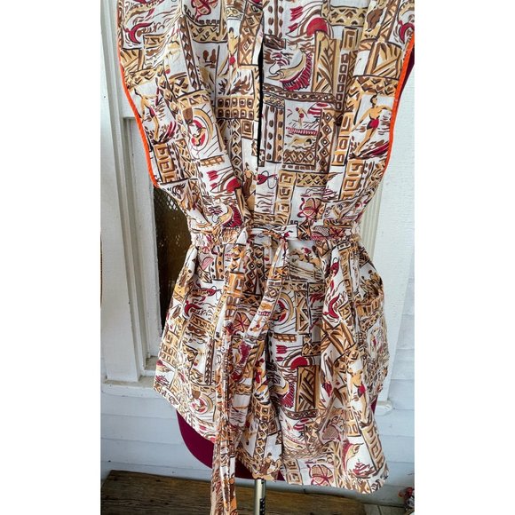 Vintage 1950s Cotton Full Smock Apron Surfers Fish Golfing - Picture 4 of 13